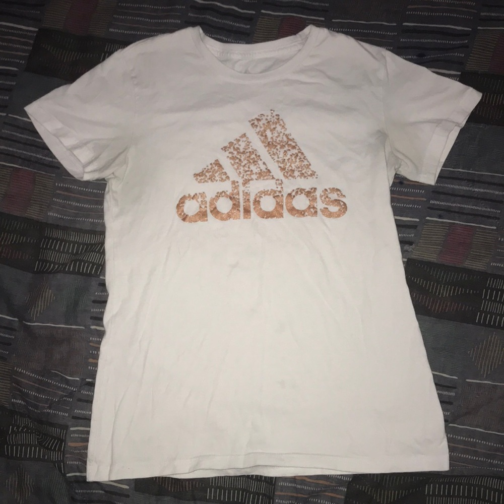 Adidas - white and rose gold t-shirt